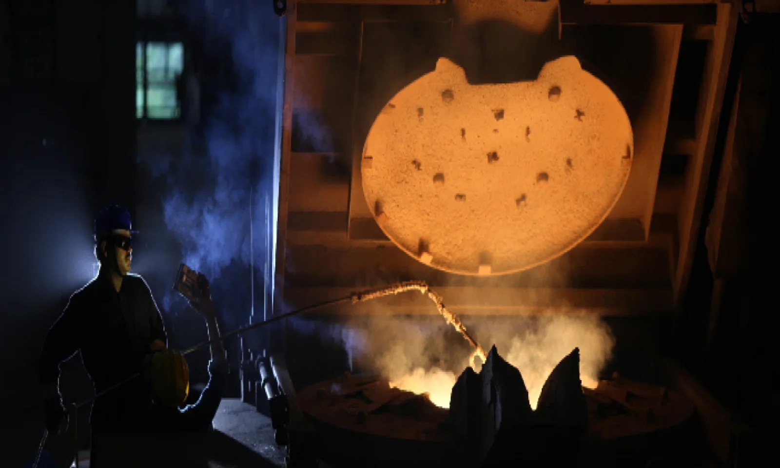Heated component inside an industrial forging furnace